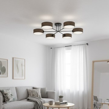 Lustre de tecto fixo MAGA 6xE14/10W/230V castanho