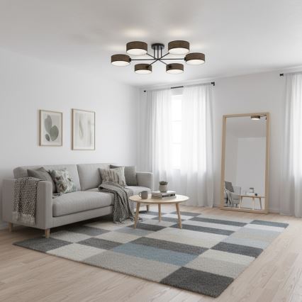 Lustre de tecto fixo MAGA 6xE14/10W/230V castanho