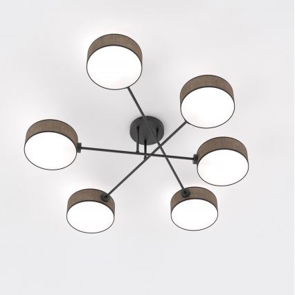 Lustre de tecto fixo MAGA 6xE14/10W/230V castanho