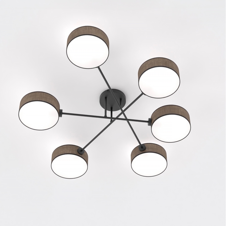 Lustre de tecto fixo MAGA 6xE14/10W/230V castanho