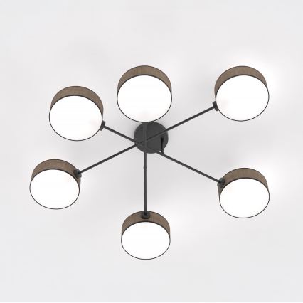 Lustre de tecto fixo MAGA 6xE14/10W/230V castanho
