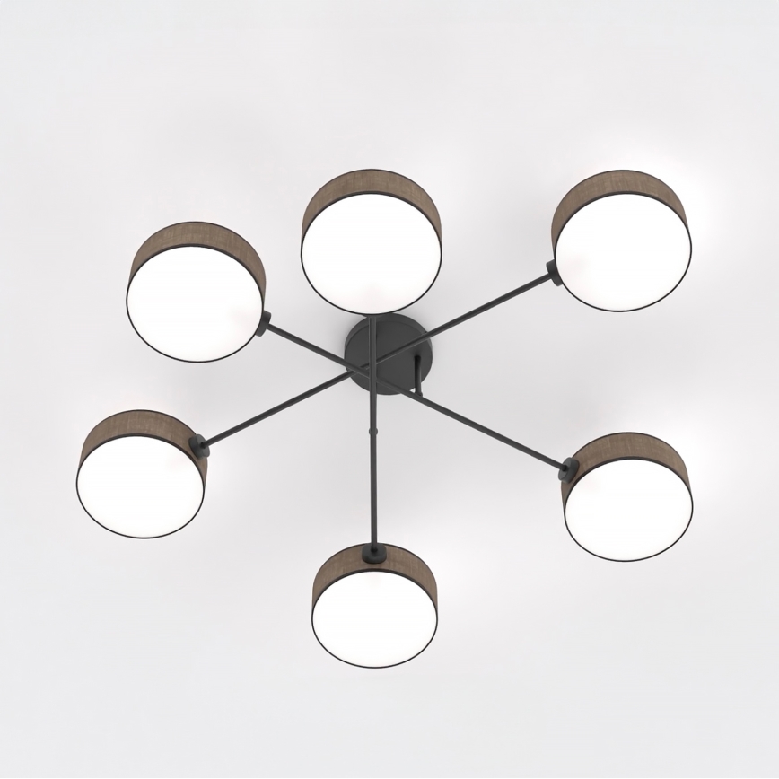 Lustre de tecto fixo MAGA 6xE14/10W/230V castanho