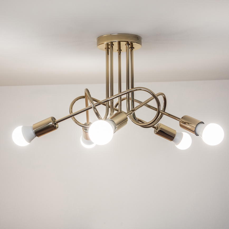 Lustre de tecto fixo OXFORD 5xE27/15W/230V dourado