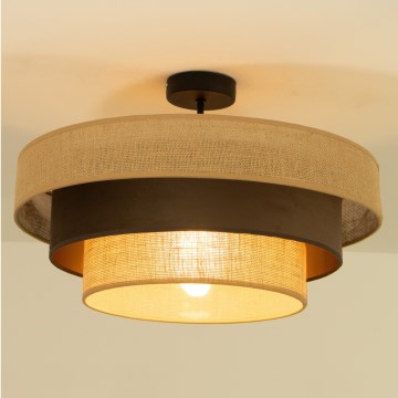 Lustre de tecto fixo WENTA 1xE27/60W/230V diâmetro 50 cm juta/castanho