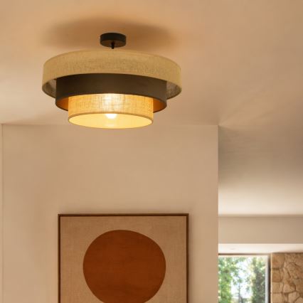 Lustre de tecto fixo WENTA 1xE27/60W/230V diâmetro 50 cm juta/castanho