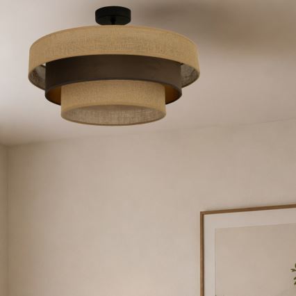 Lustre de tecto fixo WENTA 1xE27/60W/230V diâmetro 50 cm juta/castanho