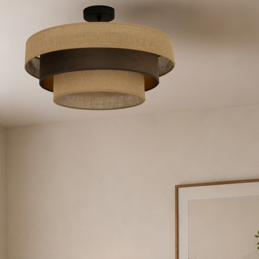 Lustre de tecto fixo WENTA 1xE27/60W/230V diâmetro 50 cm juta/castanho