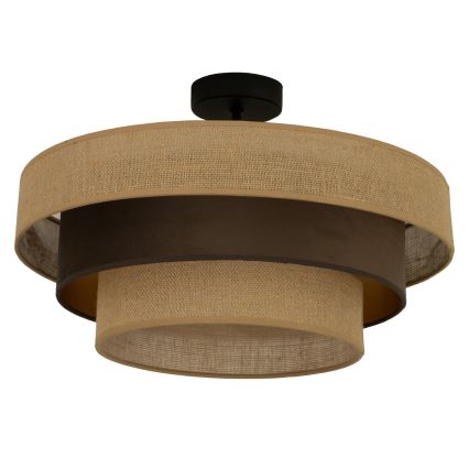 Lustre de tecto fixo WENTA 1xE27/60W/230V diâmetro 50 cm juta/castanho
