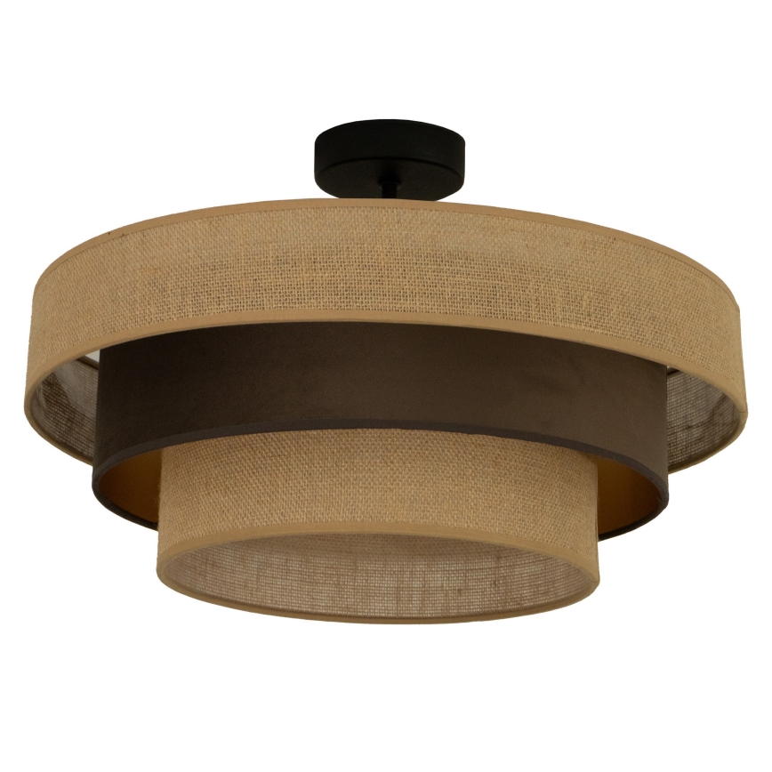 Lustre de tecto fixo WENTA 1xE27/60W/230V diâmetro 50 cm juta/castanho
