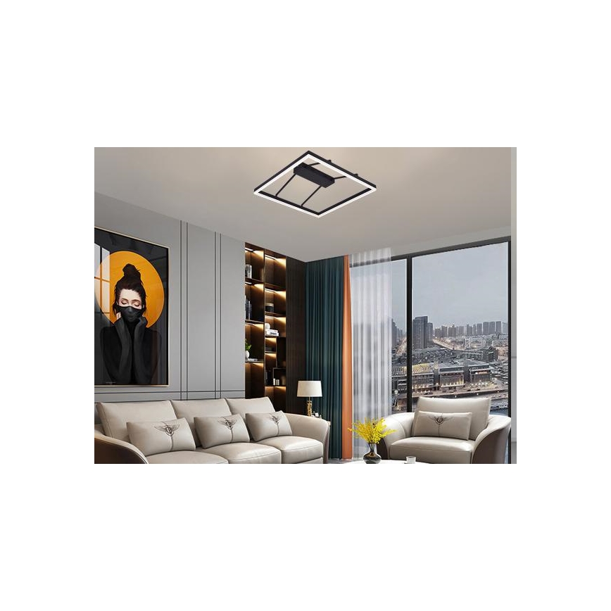 Lustre de tecto LED dimerizável de montagem à superfície, 55W/230V, 3000-6500K, com comando remoto