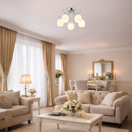Lustre de tecto montado à superfície ELLA 5xE27/15W/230V cromo brilhante