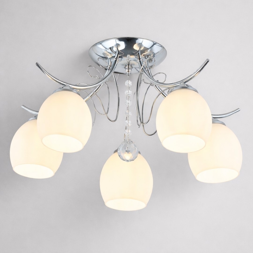 Lustre de tecto montado à superfície ELLA 5xE27/15W/230V cromo brilhante
