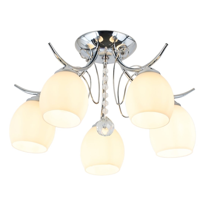 Lustre de tecto montado à superfície ELLA 5xE27/15W/230V cromo brilhante