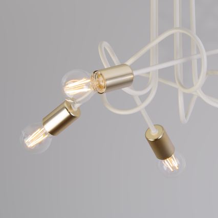 Lustre de tecto OXFORD 5xE27/15W/230V latão/branco