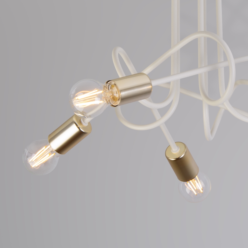 Lustre de tecto OXFORD 5xE27/15W/230V latão/branco
