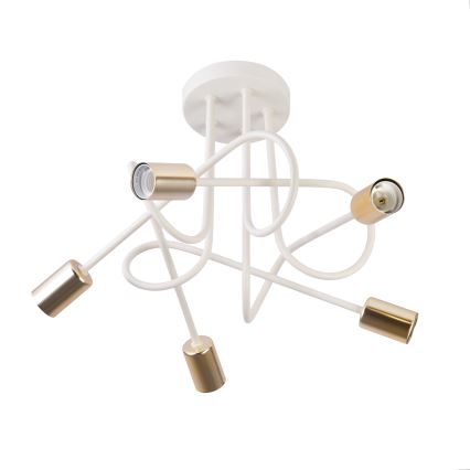 Lustre de tecto OXFORD 5xE27/15W/230V latão/branco