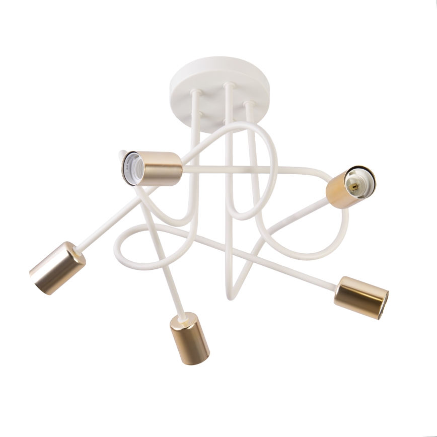 Lustre de tecto OXFORD 5xE27/15W/230V latão/branco