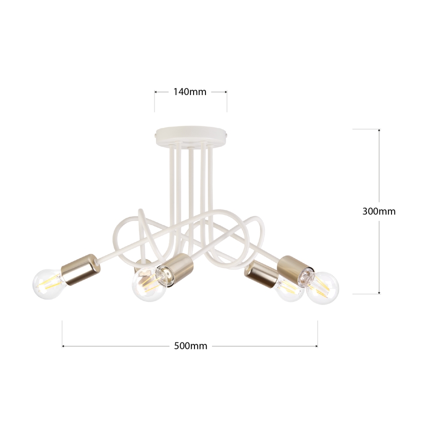 Lustre de tecto OXFORD 5xE27/15W/230V latão/branco