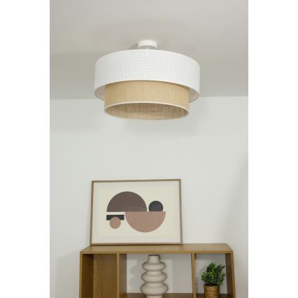 Lustre de tecto sobreposto BORHO 1xE27/60W/230V branco/juta