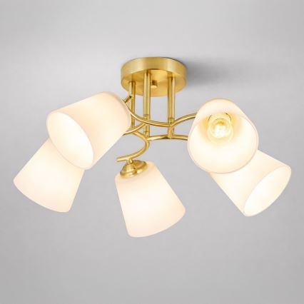 Lustre de tecto sobreposto PAFOS 5xE27/15W/230V dourado