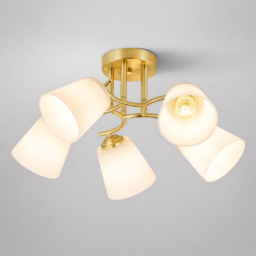 Lustre de tecto sobreposto PAFOS 5xE27/15W/230V dourado