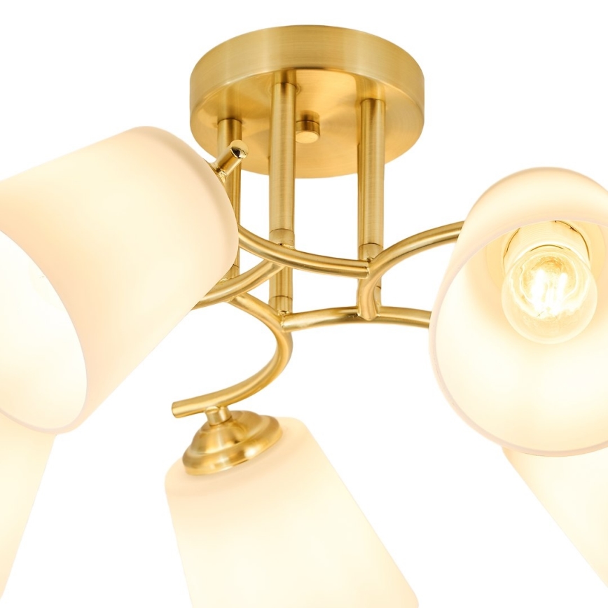 Lustre de tecto sobreposto PAFOS 5xE27/15W/230V dourado