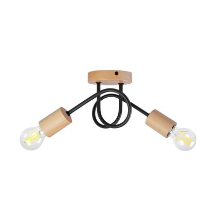 Lustre de teto aplicado OXFORD 2xE27/15W/230V pinho/preto