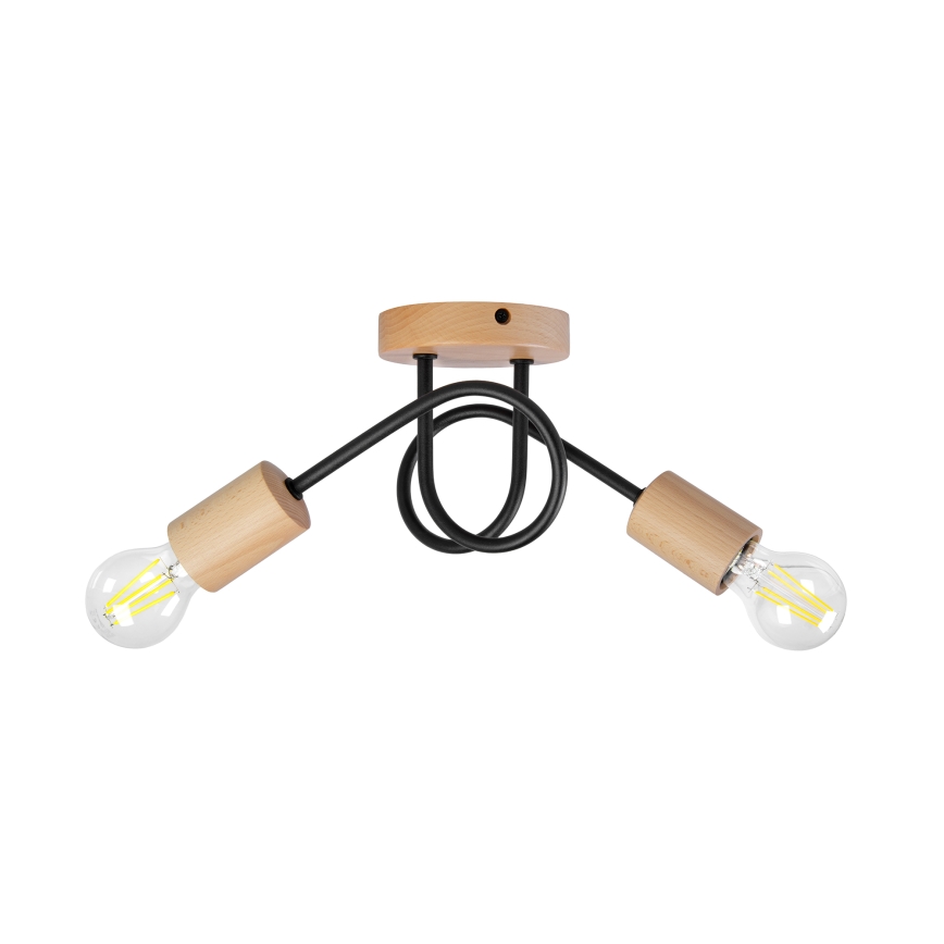 Lustre de teto aplicado OXFORD 2xE27/15W/230V pinho/preto