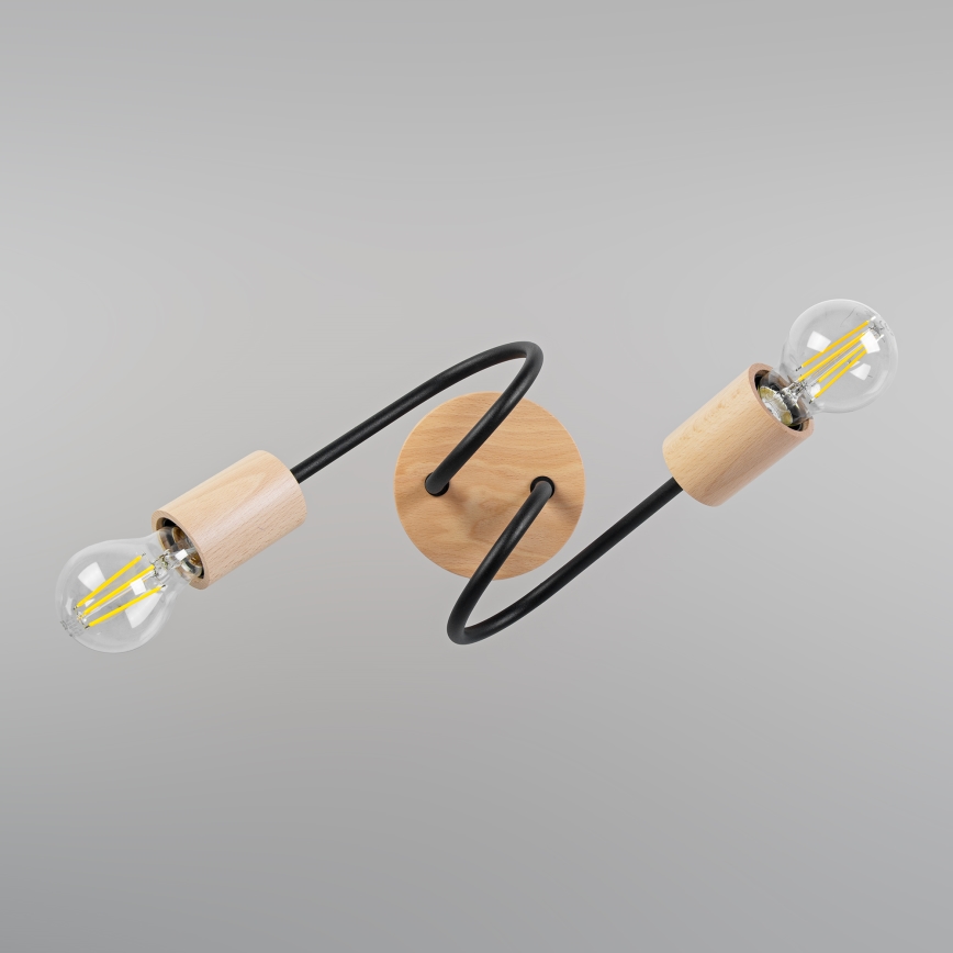 Lustre de teto aplicado OXFORD 2xE27/15W/230V pinho/preto