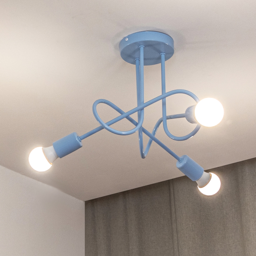 Lustre de teto aplicado OXFORD 3xE27/15W/230V azul