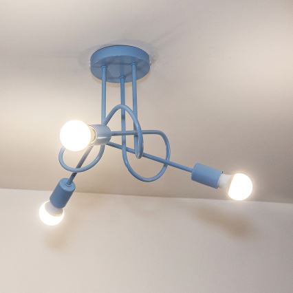 Lustre de teto aplicado OXFORD 3xE27/15W/230V azul