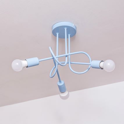 Lustre de teto aplicado OXFORD 3xE27/15W/230V azul