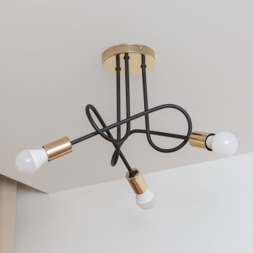 Lustre de teto de fixação à superfície OXFORD 3xE27/15W/230V, dourado/preto
