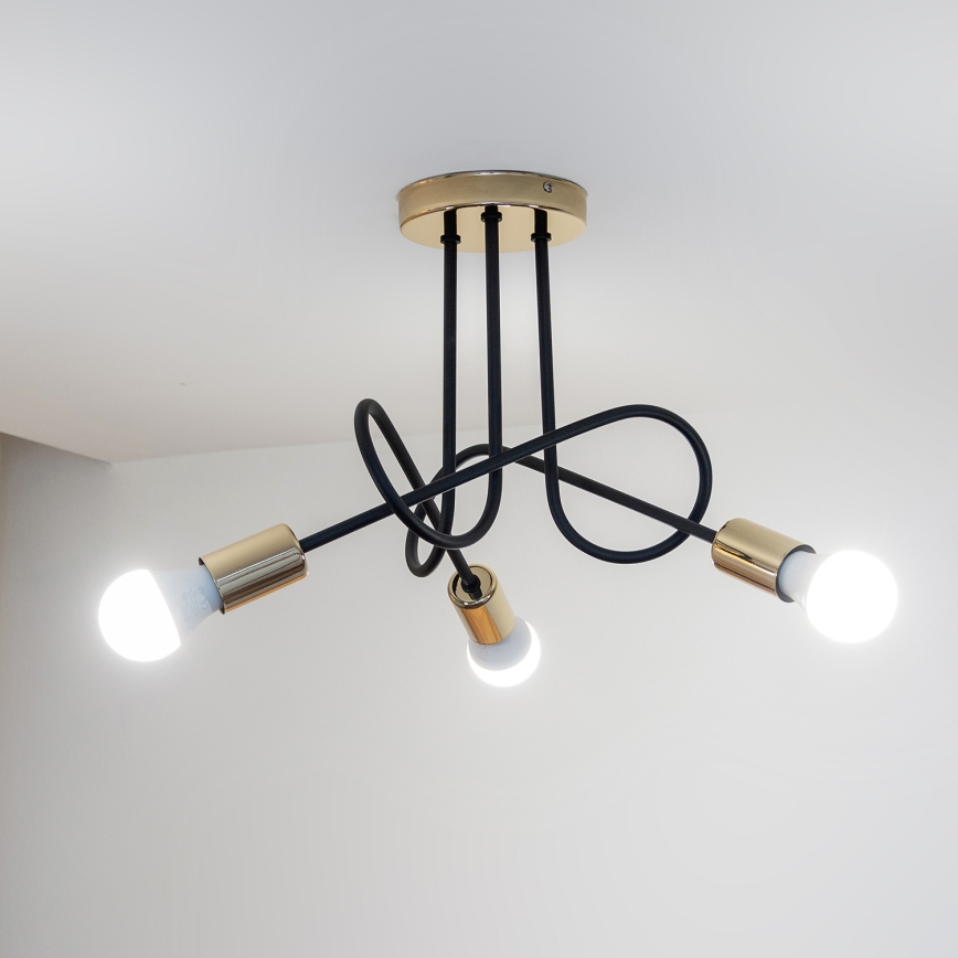 Lustre de teto de fixação à superfície OXFORD 3xE27/15W/230V, dourado/preto