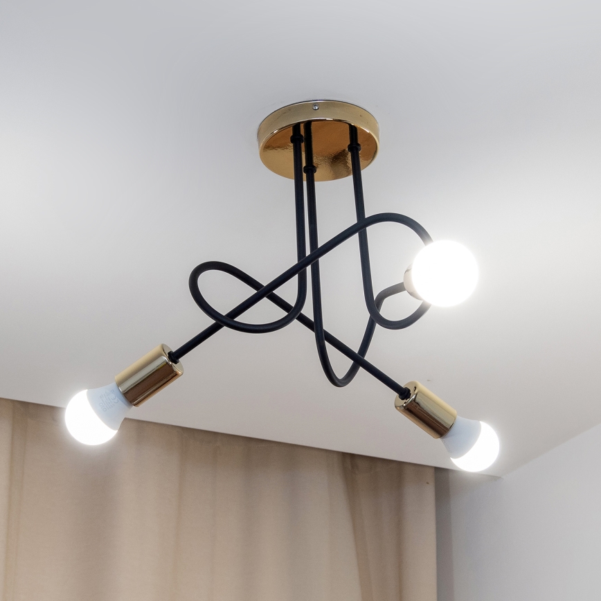 Lustre de teto de fixação à superfície OXFORD 3xE27/15W/230V, dourado/preto