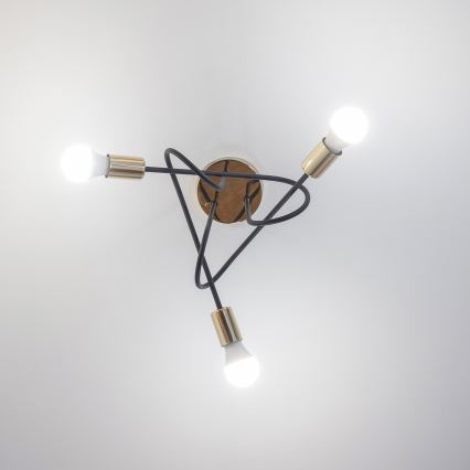 Lustre de teto de fixação à superfície OXFORD 3xE27/15W/230V, dourado/preto