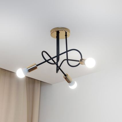 Lustre de teto de fixação à superfície OXFORD 3xE27/15W/230V, dourado/preto