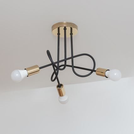 Lustre de teto de fixação à superfície OXFORD 3xE27/15W/230V, dourado/preto