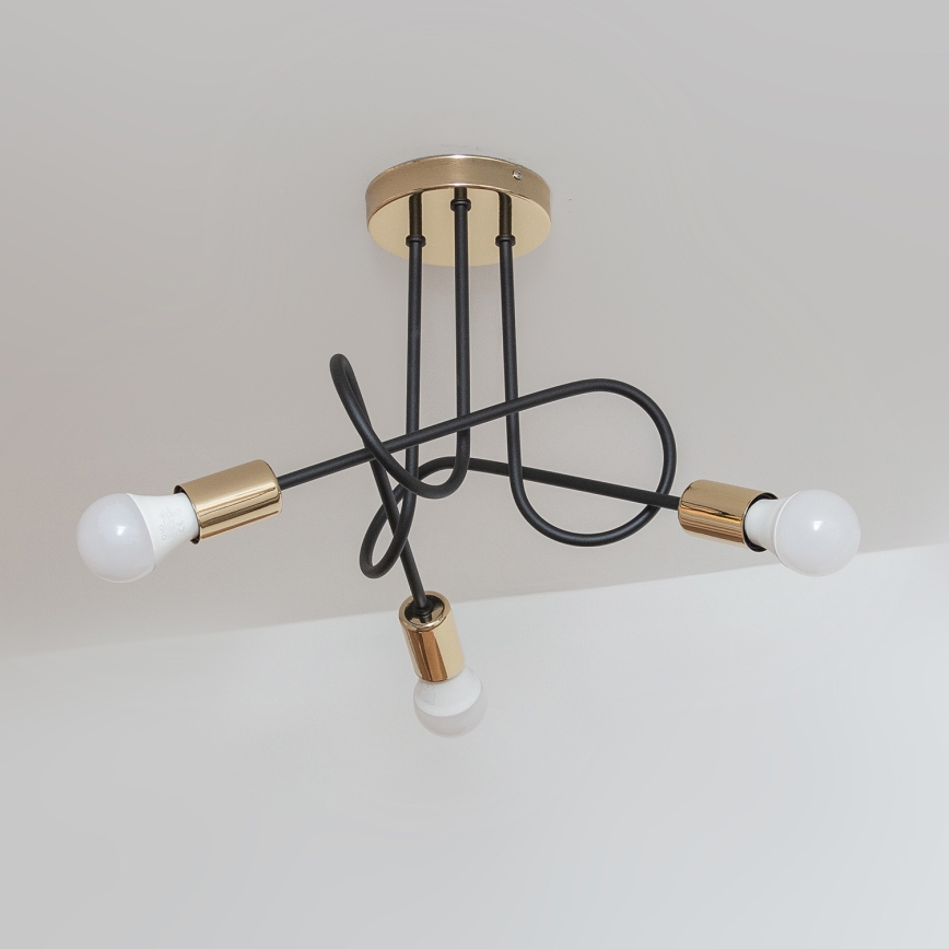 Lustre de teto de fixação à superfície OXFORD 3xE27/15W/230V, dourado/preto