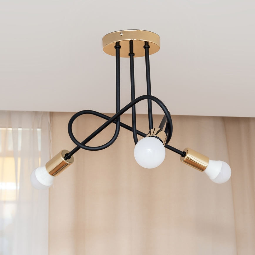 Lustre de teto de fixação à superfície OXFORD 3xE27/15W/230V, dourado/preto