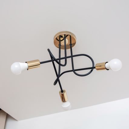 Lustre de teto de fixação à superfície OXFORD 3xE27/15W/230V, dourado/preto