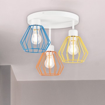 Lustre de teto de fixação em superfície AUDREY 3xE27/60W/230V multicolorido