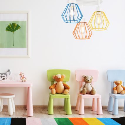 Lustre de teto de fixação em superfície AUDREY 3xE27/60W/230V multicolorido