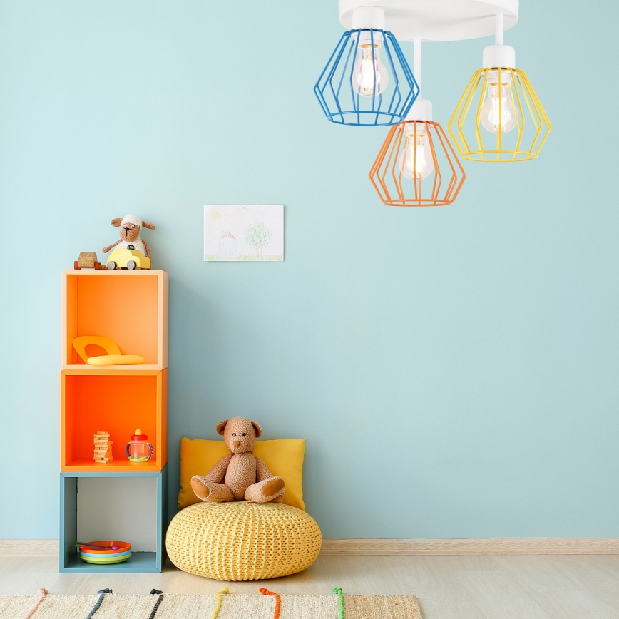 Lustre de teto de fixação em superfície AUDREY 3xE27/60W/230V multicolorido