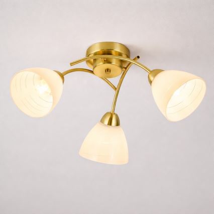 Lustre de teto de montagem à superfície CLARA 3xE27/15W/230V dourado
