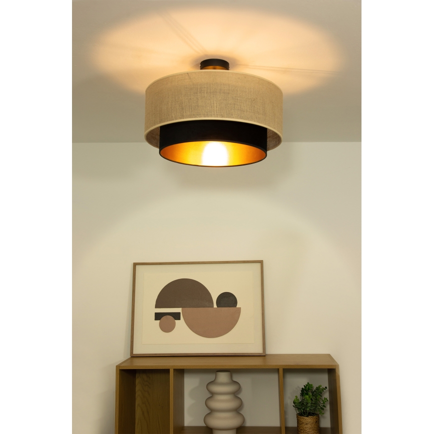 Lustre de teto de montagem à superfície SARTA 1xE27/60W/230V Ø 45 cm preto/juta