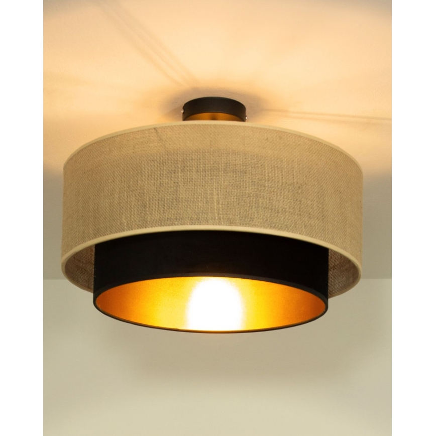 Lustre de teto de montagem à superfície SARTA 1xE27/60W/230V Ø 45 cm preto/juta