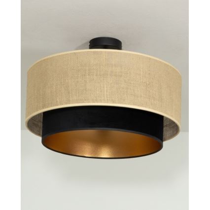 Lustre de teto de montagem à superfície SARTA 1xE27/60W/230V Ø 45 cm preto/juta