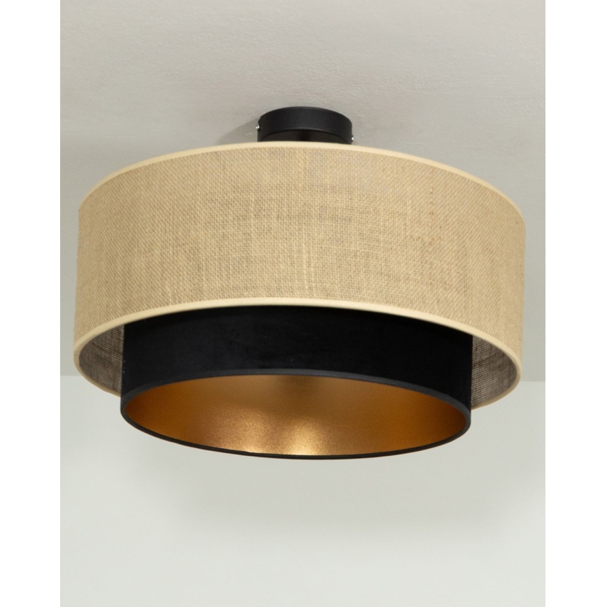 Lustre de teto de montagem à superfície SARTA 1xE27/60W/230V Ø 45 cm preto/juta