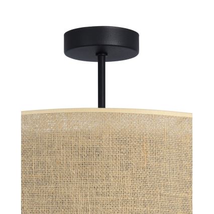 Lustre de teto de montagem à superfície SARTA 1xE27/60W/230V Ø 45 cm preto/juta